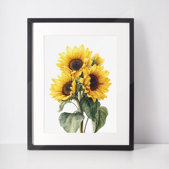 Watercolor Sunflowers Wall Art Print, Unframed - Bright Floral Charm - Picture 3 of 7